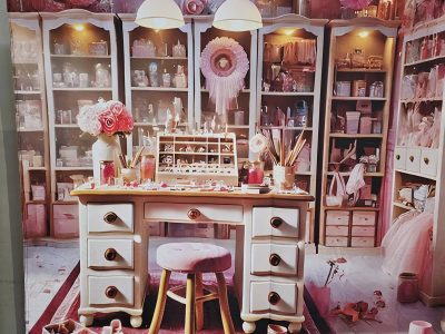 Pink Messy Scrapbook Room PhotoBooth Backdrop